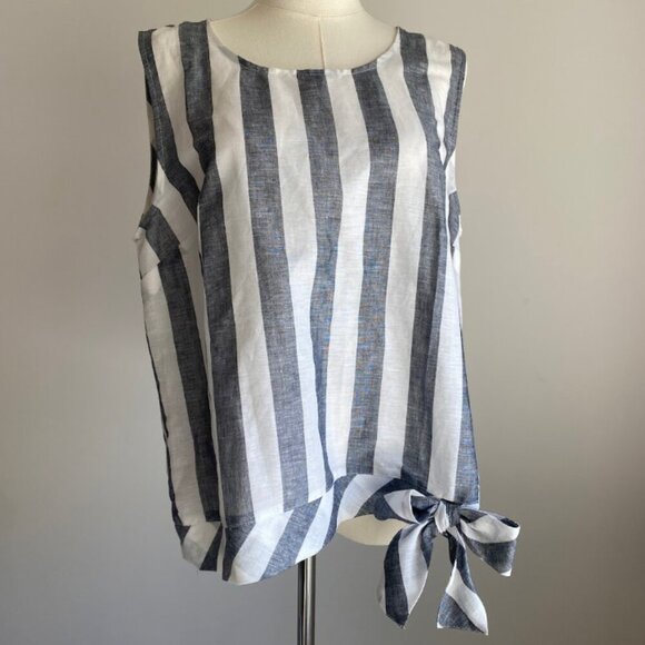 J. Crew Tops - NWT J. Crew Tie Waist Bow Linen Top Tank Blouse Stripe Size 14